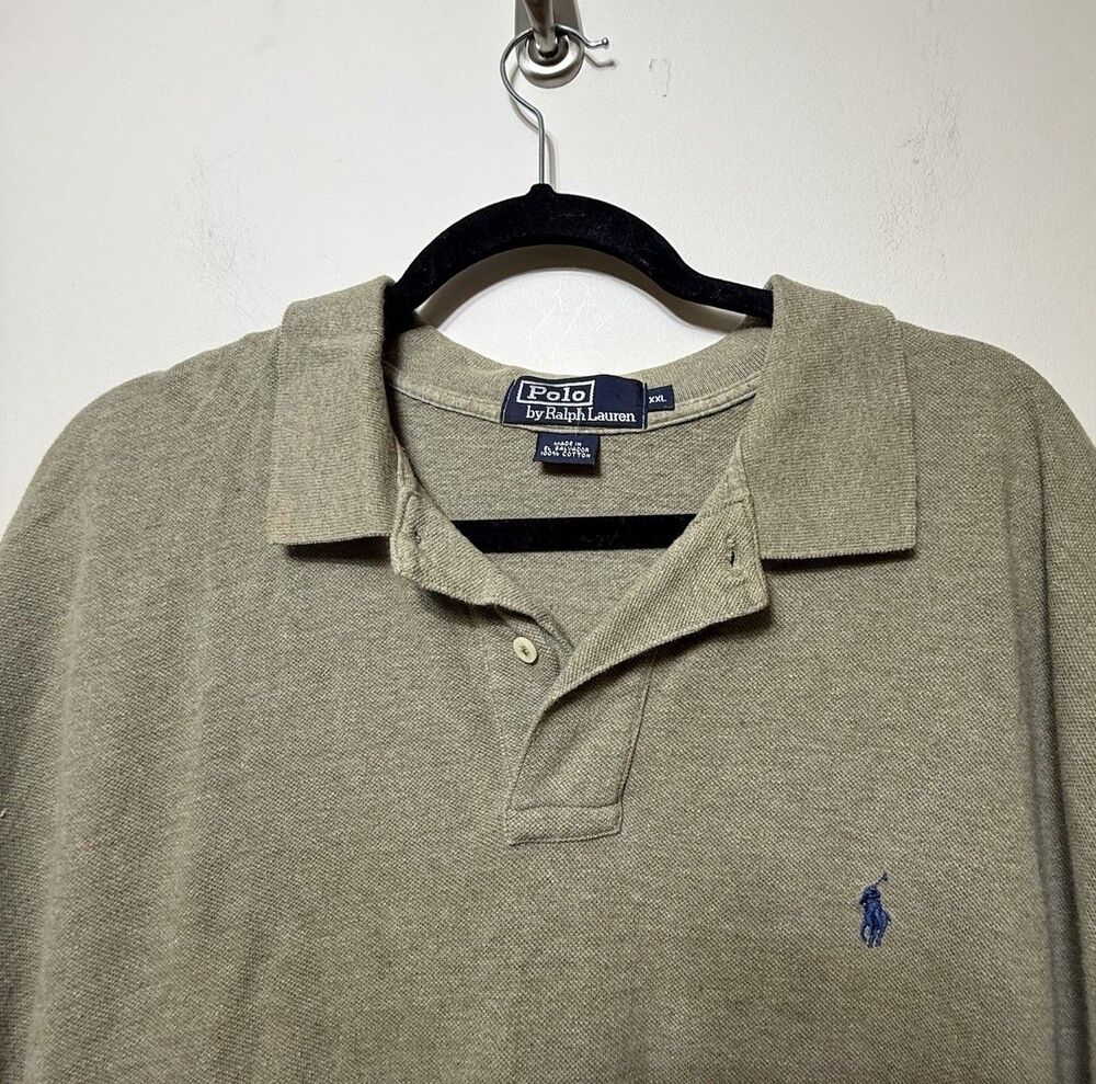 Polo Ralph Lauren Men's Olive Khaki Green Short Sleeve Cotton Polo Shirt XXL 2XL